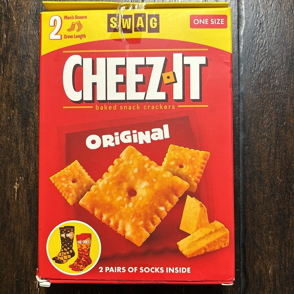 Two Boxes of Men’s Novelty Crew-Length Socks. “Cheez-It” & Blueberry Pop Tart” - Picture 2 of 9